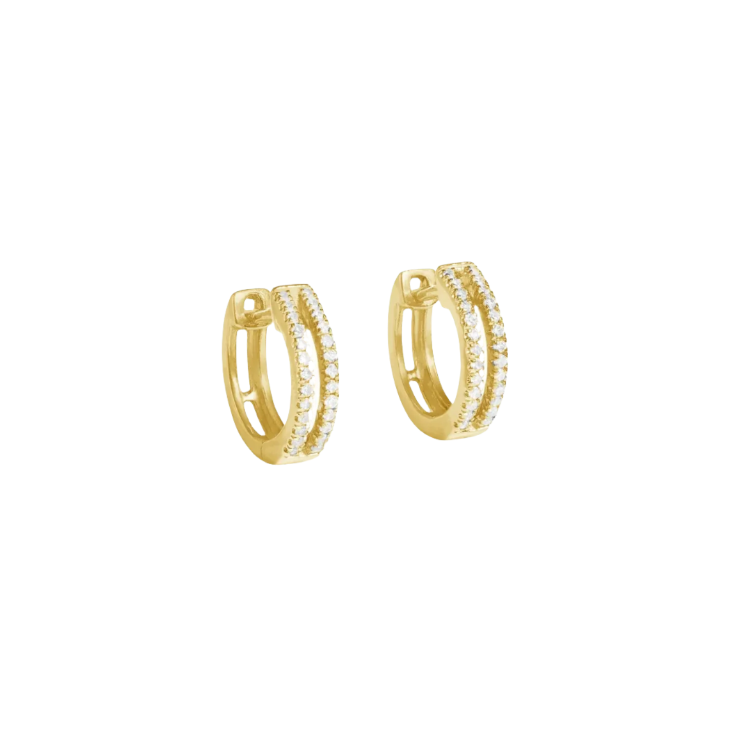 Double Row Gold Plated Huggie Earrings