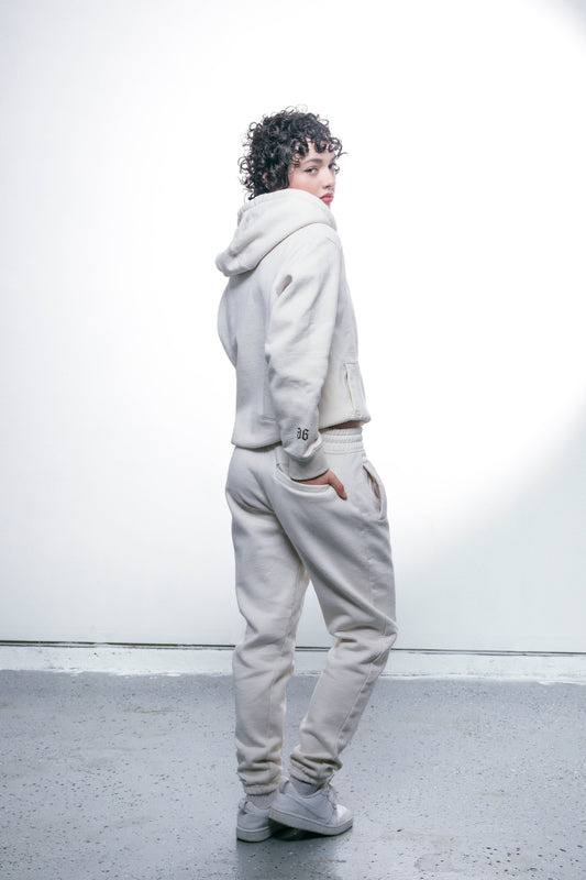 CREAM COTTON SWEATPANTS