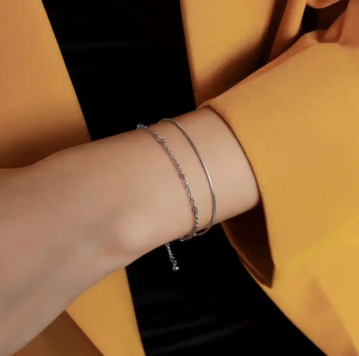 Silver Double Chain Bracelet